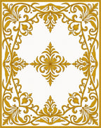 Golden Floral Scrollwork Design Rug