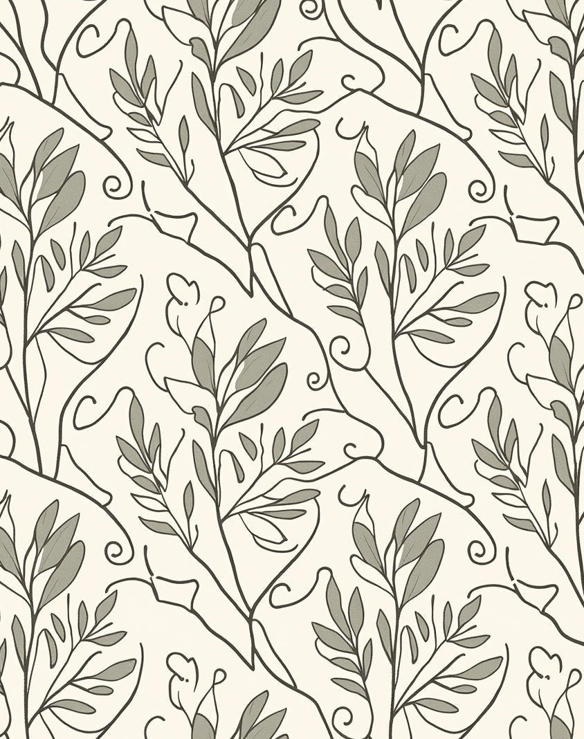 Elegant Natural Leaf Vine Pattern Rug