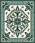 Traditional Green Floral Medallion Design Rug