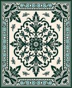 Traditional Green Floral Medallion Design Rug