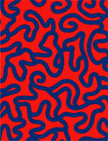 Bold Abstract Red And Blue Swirl Rug