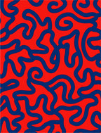Bold Abstract Red And Blue Swirl Rug