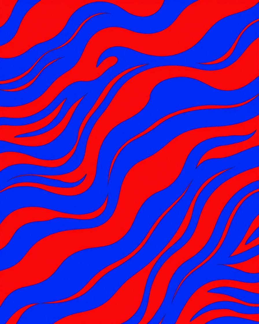 Bold Red And Blue Wavy Pattern Rug