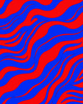 Bold Red And Blue Wavy Pattern Rug