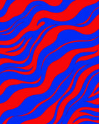 Bold Red And Blue Wavy Pattern Rug