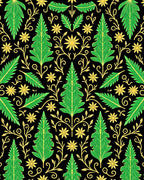Emerald Forest Floral Vine Arrangement Rug