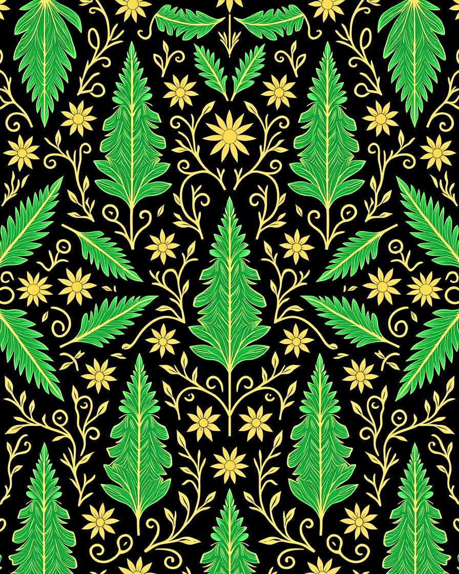 Emerald Forest Floral Vine Arrangement Rug