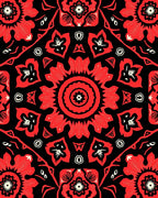 Bold Red Floral Medallion Art Rug