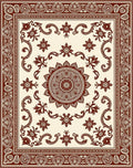 Crimson Floral Medallion Border Rug