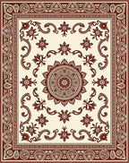 Crimson Floral Medallion Border Rug