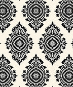 Classic Black White Damask Pattern Rug