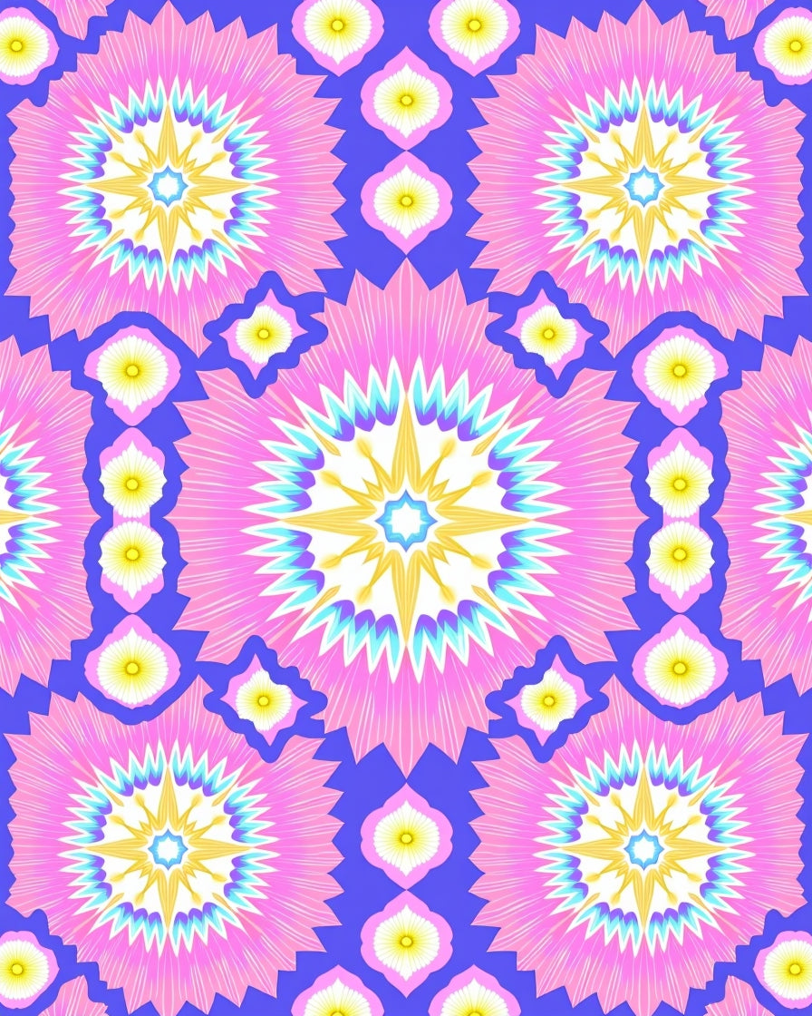 Vibrant Starburst Medallion Pattern Rug