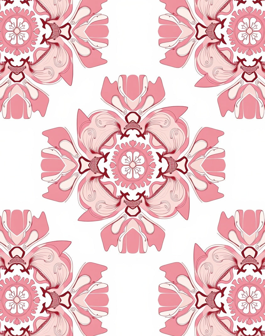 Pink Floral Mandala Pattern Rug