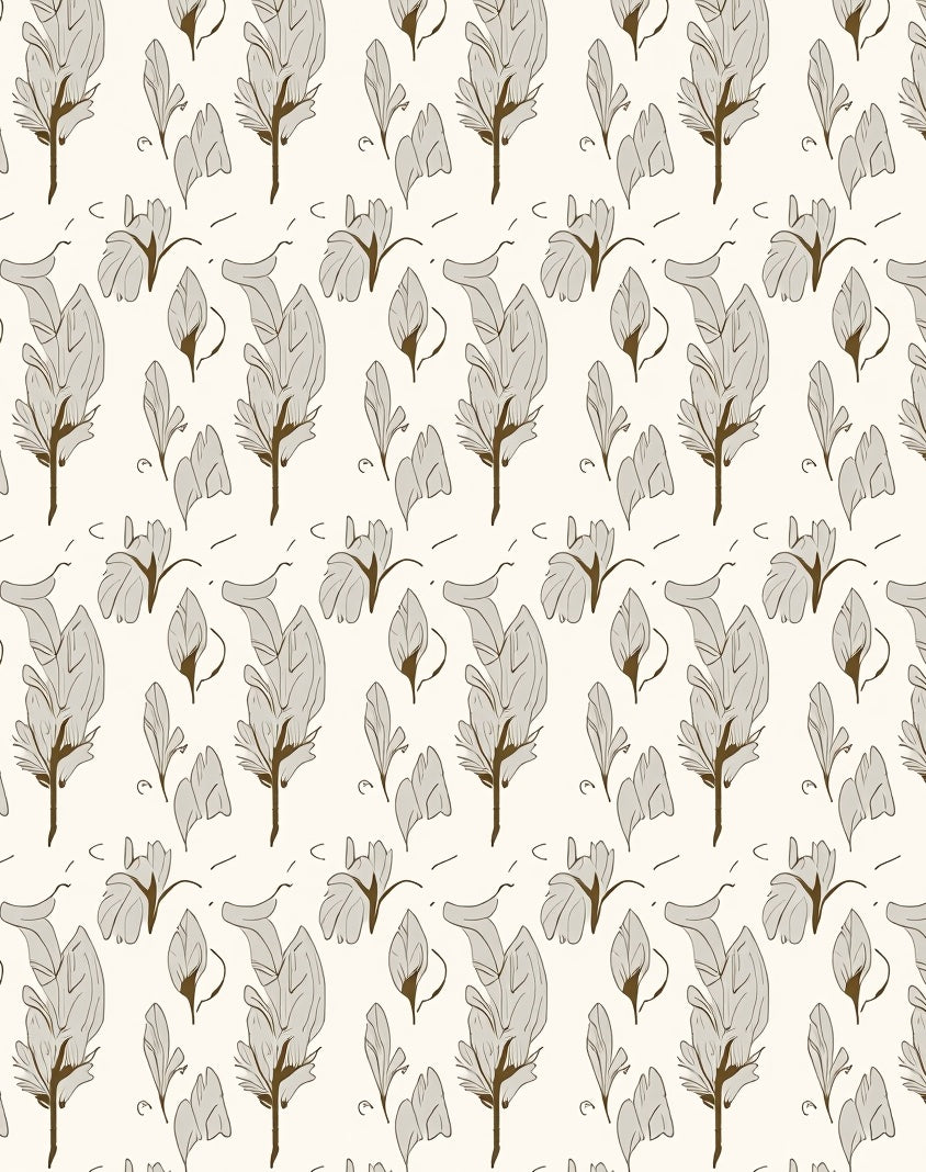 Elegant Feather And Leaf Pattern Rug