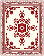 Crimson Vintage Floral Scroll Rug