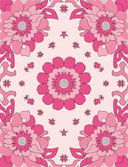 Pink Floral Pattern With Vivid Blooms Rug