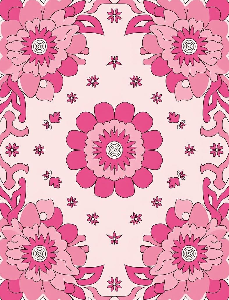 Pink Floral Pattern With Vivid Blooms Rug