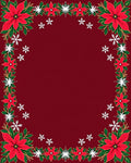 Crimson Poinsettia Snowfall Holiday Border Rug