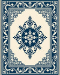 Classic Indigo Floral Medallion Border Rug