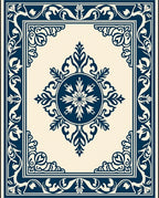 Classic Indigo Floral Medallion Border Rug