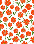 Bright Orange Floral Pattern Rug