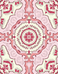 Ornate Floral Medallion Pink Cream Rug