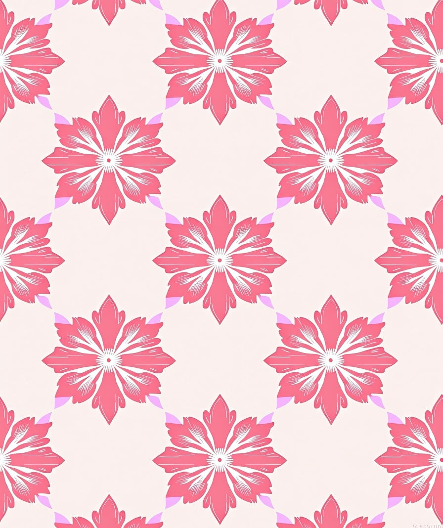 Pink Floral Lattice Pattern Rug