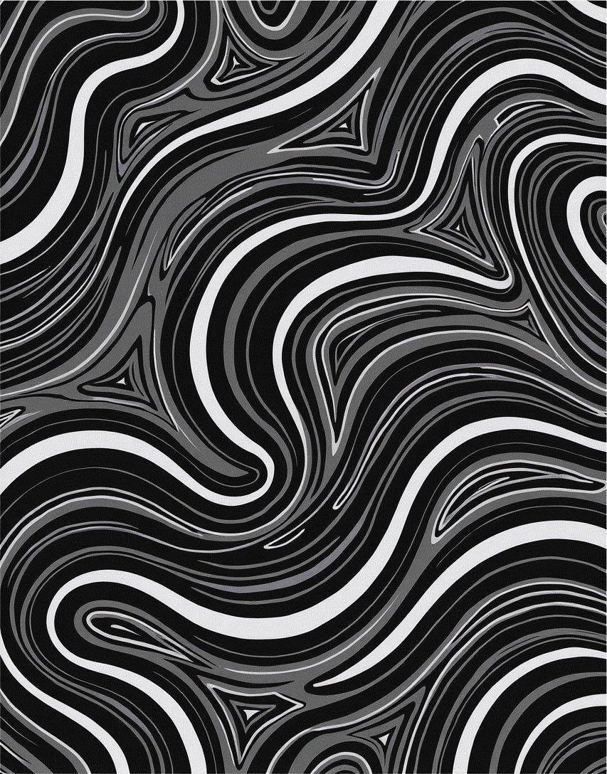 Monochrome Swirling Abstract Pattern Rug