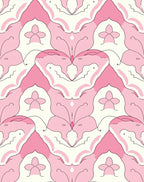 Pink Floral Symmetry Design Rug