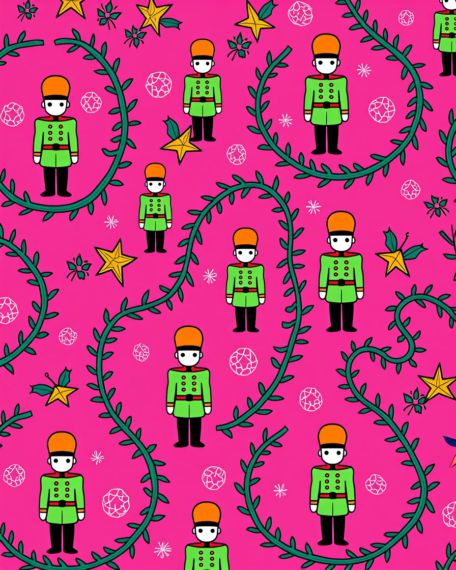 Pink Soldier Vine Star Repeating Rug
