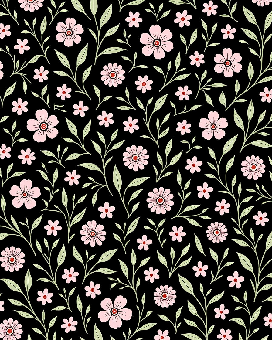 Pink Floral Vine Pattern Rug
