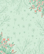 Delicate Floral Outline Sprig Design Rug