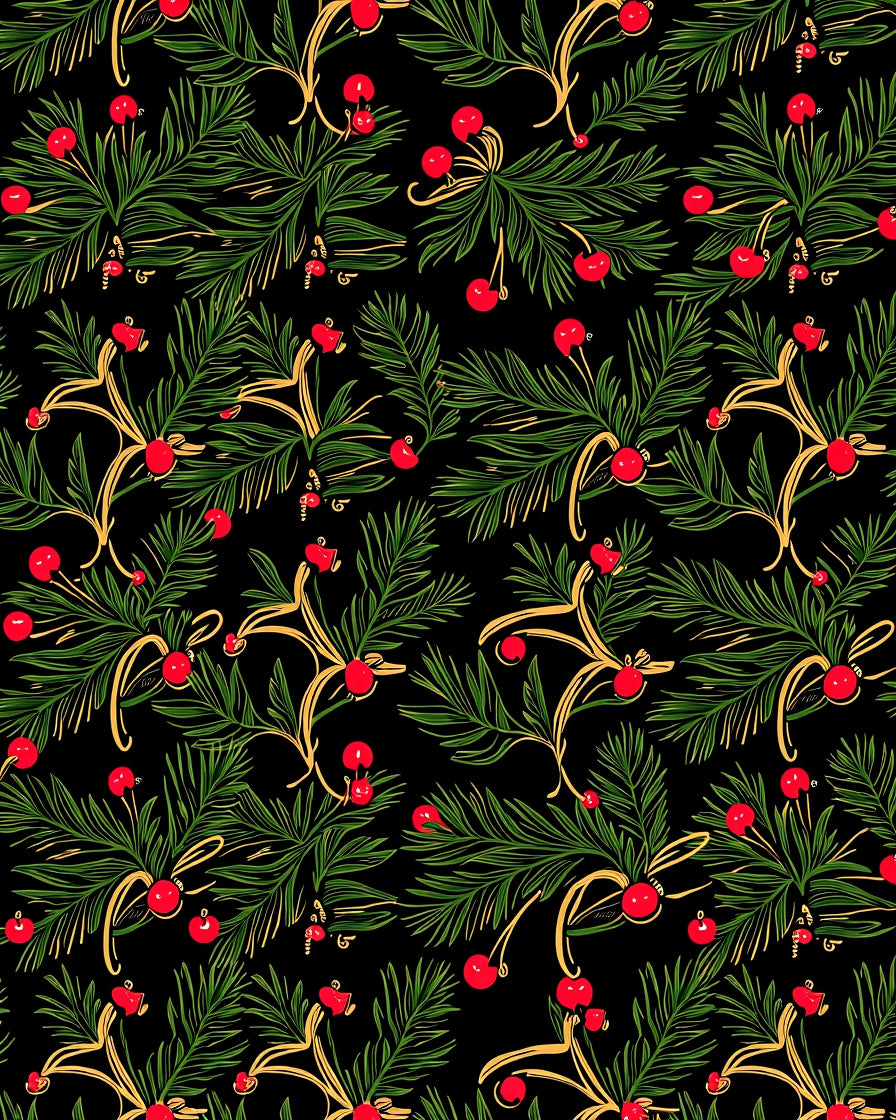 Vibrant Red Berry Evergreen Garland Rug
