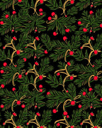 Vibrant Red Berry Evergreen Garland Rug
