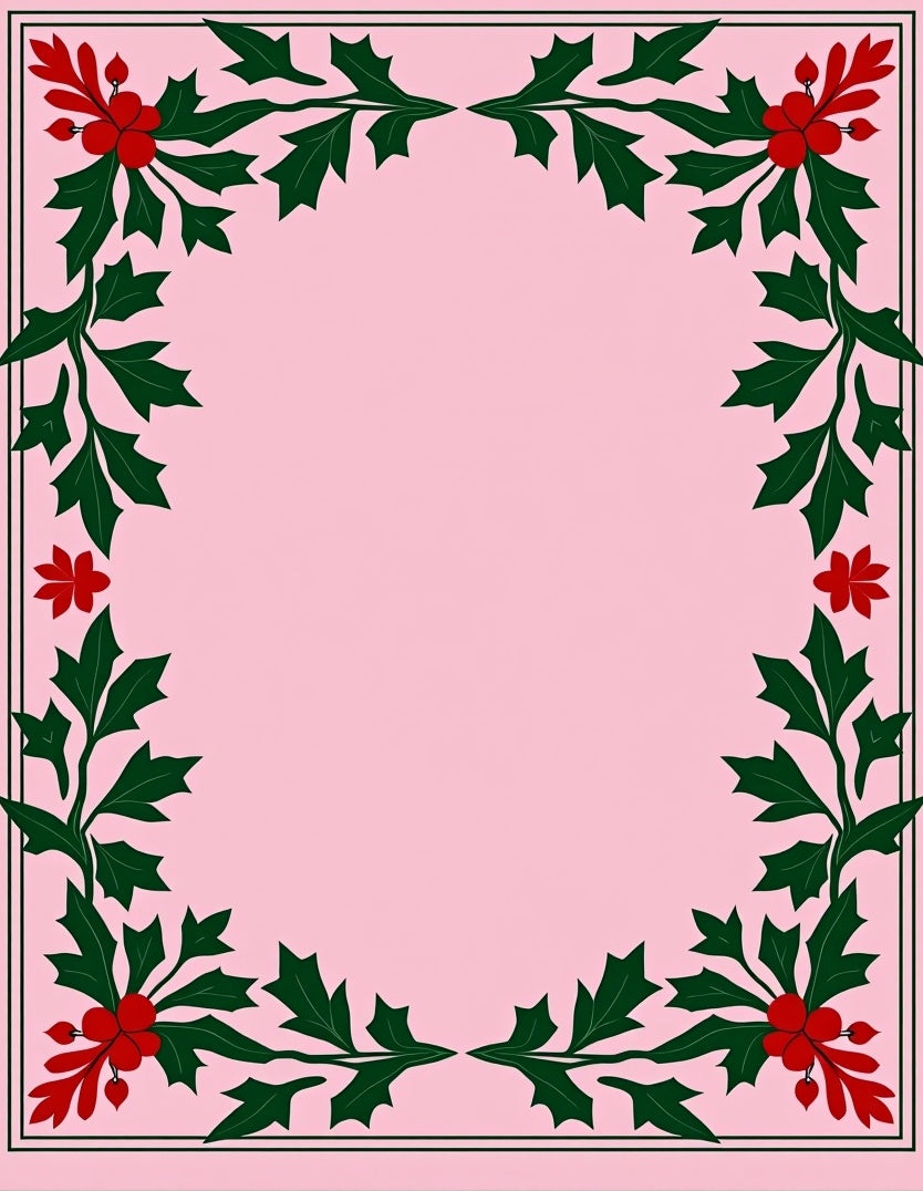 Crimson Holly Garland Pink Rug