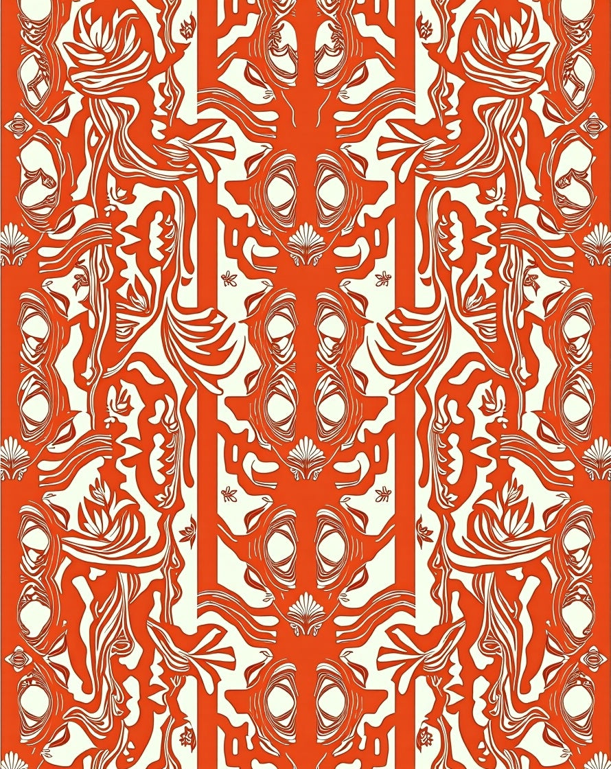 Abstract Floral Pattern With Faces Rug
