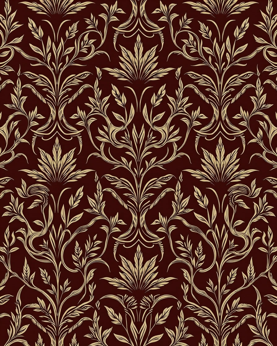 Damask Floral Vines Elegant Rug