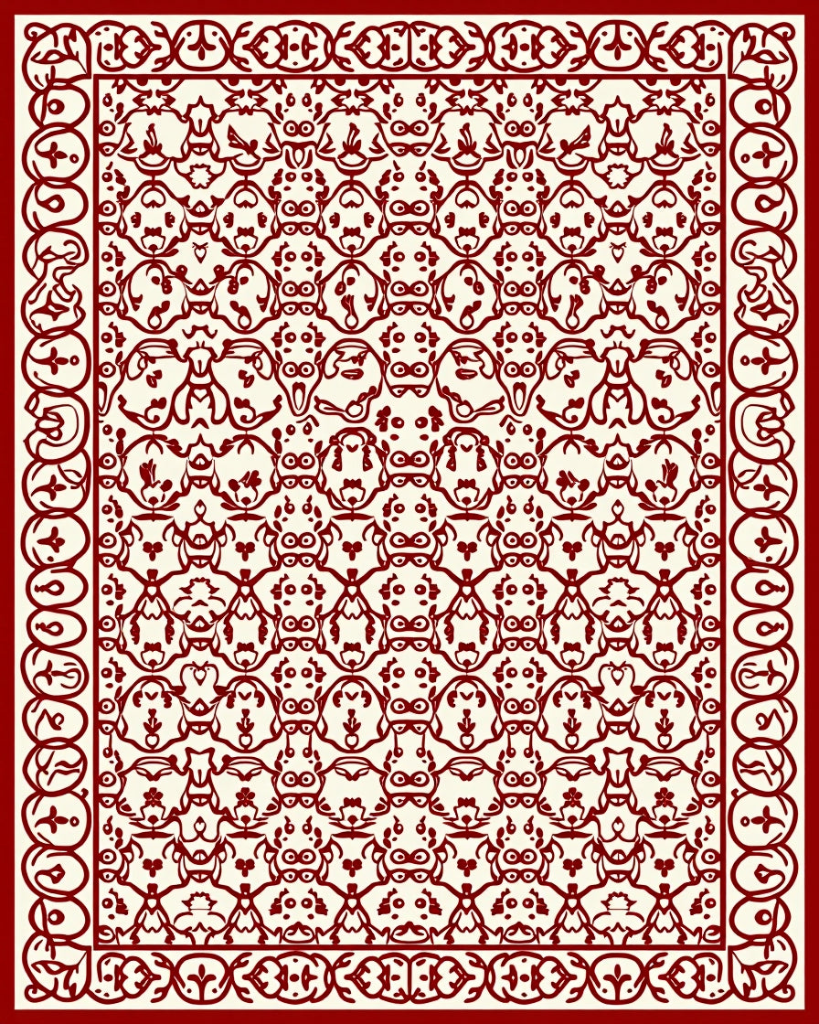 Intricate Floral Patterned Textile Design Rug