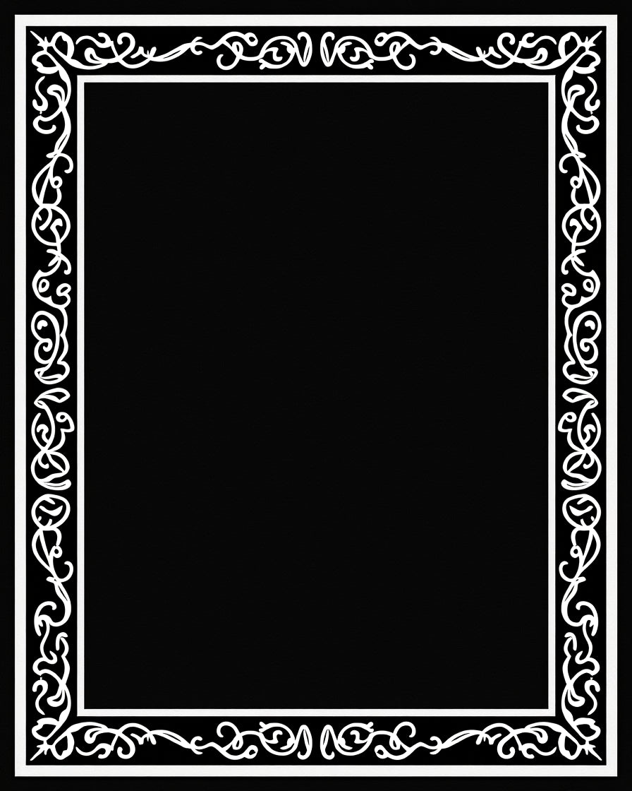 Ornate Black White Scrollwork Design Rug