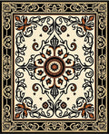 Ornate Black Gold Floral Medallion Rug