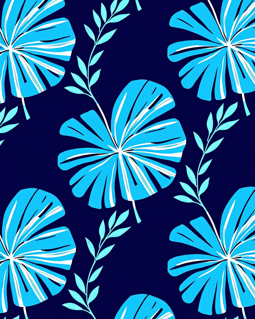 Aqua Leaf Bold Pattern Rug