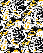 Abstract Black Yellow Animalistic Pattern Rug