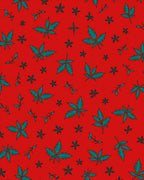 Red Green Leafy Pattern Design Rug