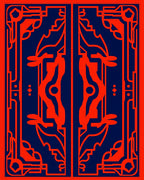 Bold Red On Blue Abstract Pattern Rug