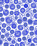 Blue Whimsical Floral Swirl Rug