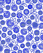 Blue Whimsical Floral Swirl Rug