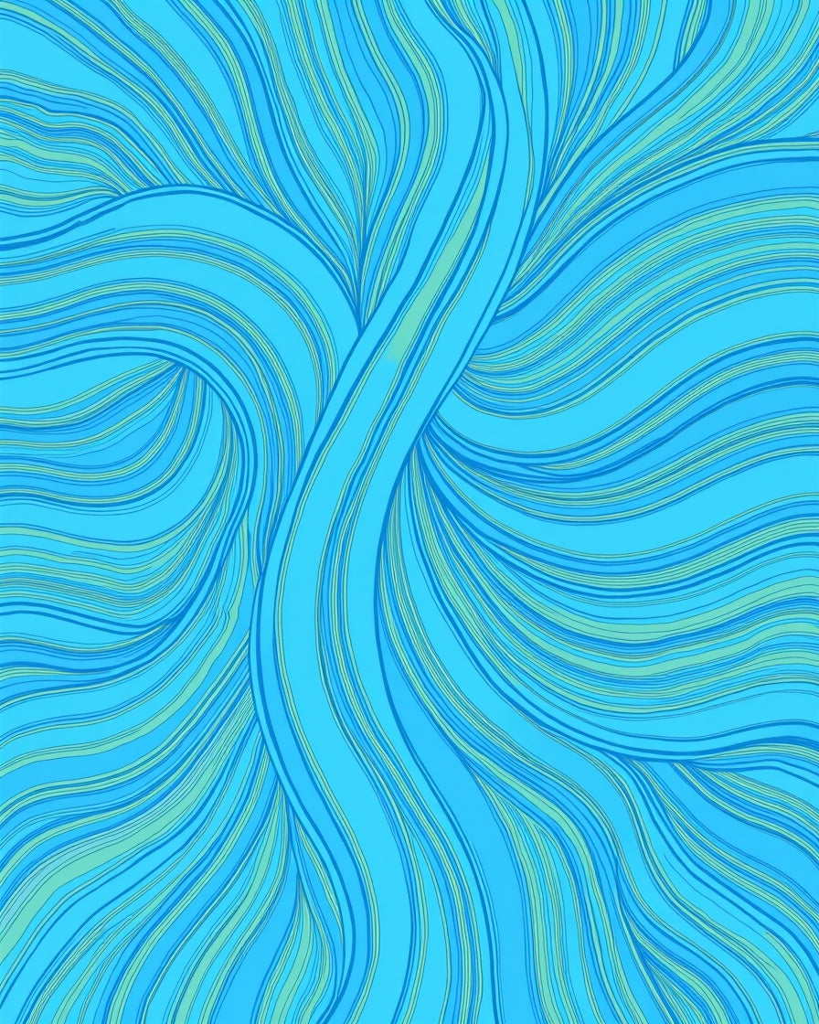 Abstract Blue Swirling Lines Design Rug