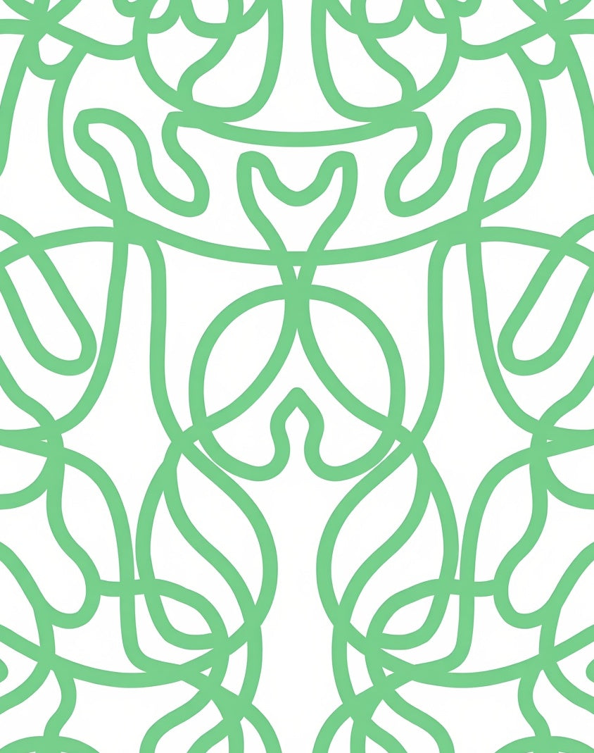 Abstract Swirl Pattern Green Rug