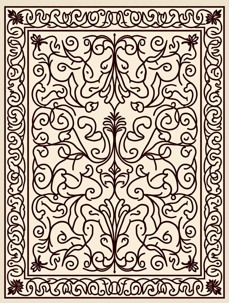 Delicate Scrollwork Floral Pattern Design Rug