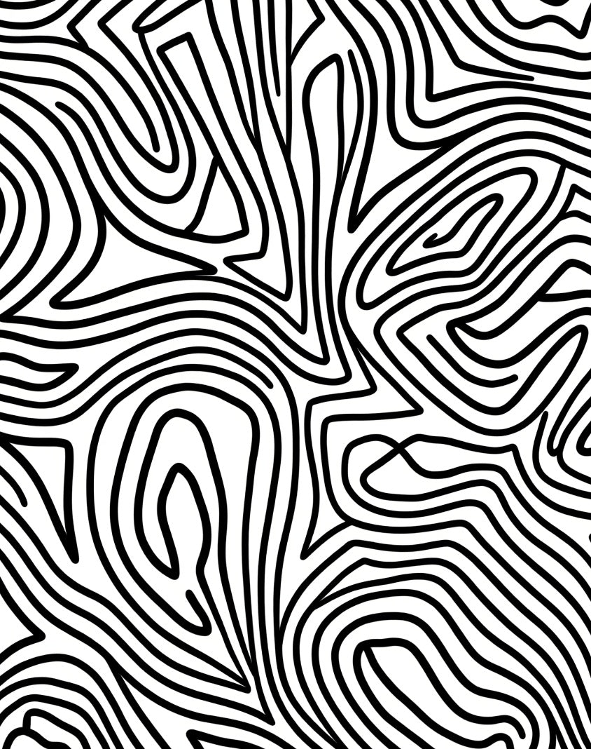 Abstract Black White Wavy Lines Rug
